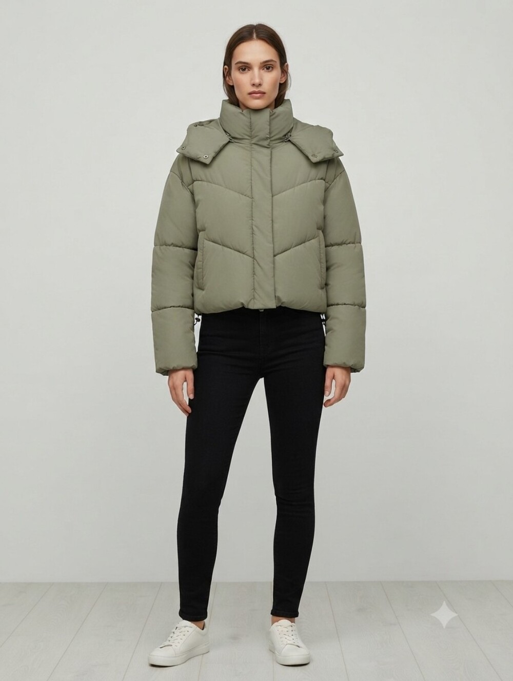 Zara Kids Olive Green Quilted Puffer Jacket